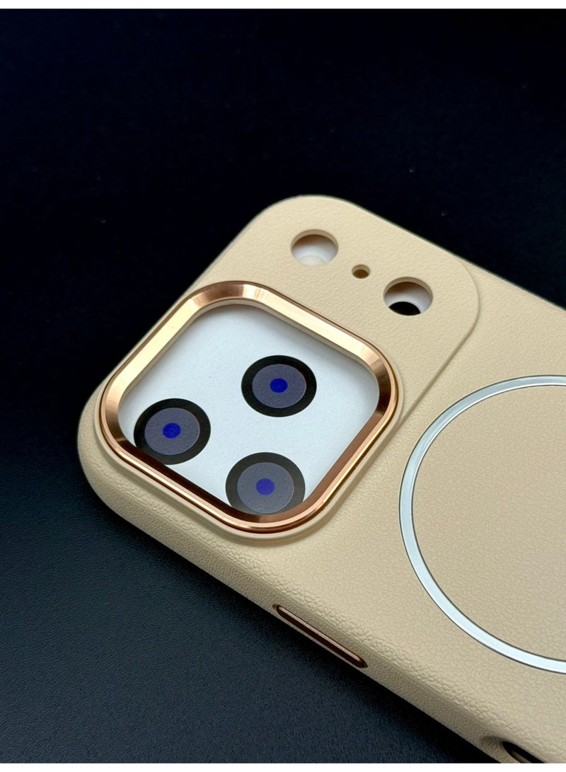 general Premium MagSafe Leather Texture Case for iPhone 17 Pro – Shockproof, Slim & Magnetic Wireless Charging Compatible (Off White) - Image 2