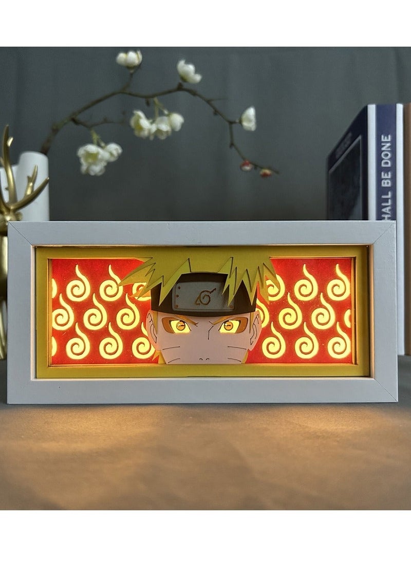 ARNOTEC Naruto 3D Paper-Cut Light Box LED Shadow Night Lamp – Wood & Acrylic Anime Decorative Lamp for Bedroom, Desk, and Gifts - Image 4