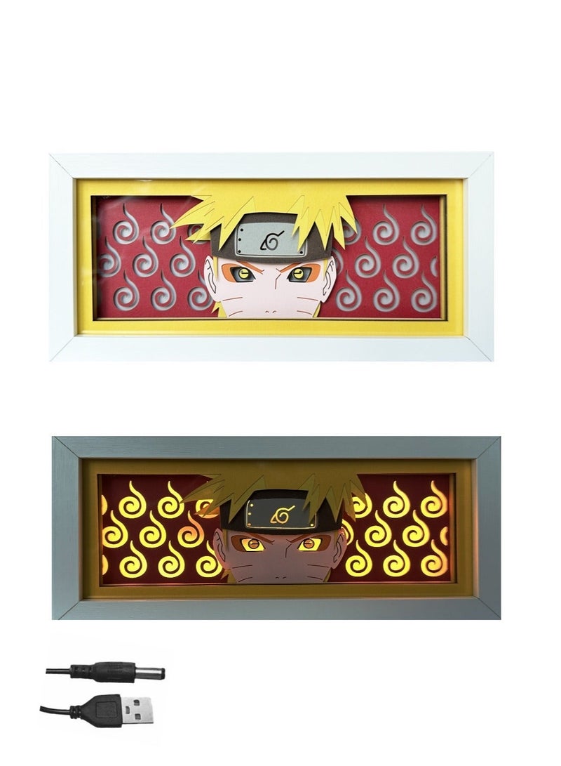 ARNOTEC Naruto 3D Paper-Cut Light Box LED Shadow Night Lamp – Wood & Acrylic Anime Decorative Lamp for Bedroom, Desk, and Gifts - Image 2