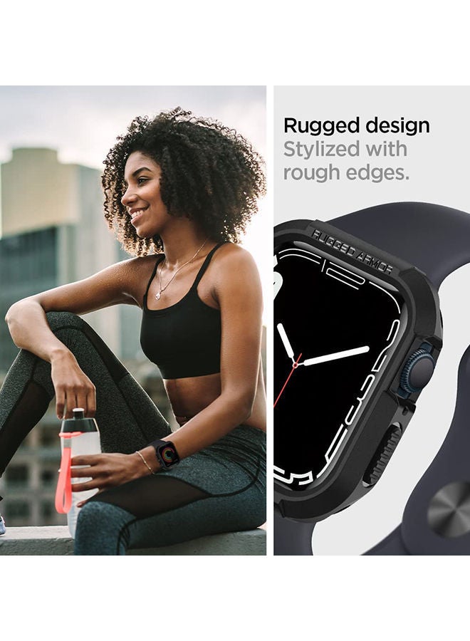 NIBEMINENT Rugged Armor Protector for Apple Watch Case Series 8/7 (45mm) and SE2/6/SE/5/4 (44mm) Cover Matte Black - Image 4