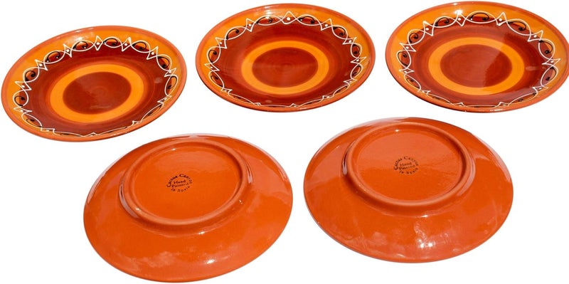 Cactus Canyon Ceramics مجموعة أطباق عشاء صغيرة من السيراميك من كاكتوس كانيون 5 قطع بحجم أوروبي غروب الشمس الإسباني - Image 4