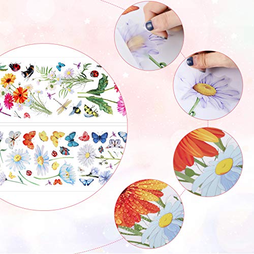 Zonon 64 Pcs Flowers Butterflies Wall Decals Chrysanthemums Dragonflies Wall Stickers Botanical Peel and Stick Art Removable PVC Garden Decal Murals for Nursery Bedroom Living Room Decor(Colorful) - Image 4
