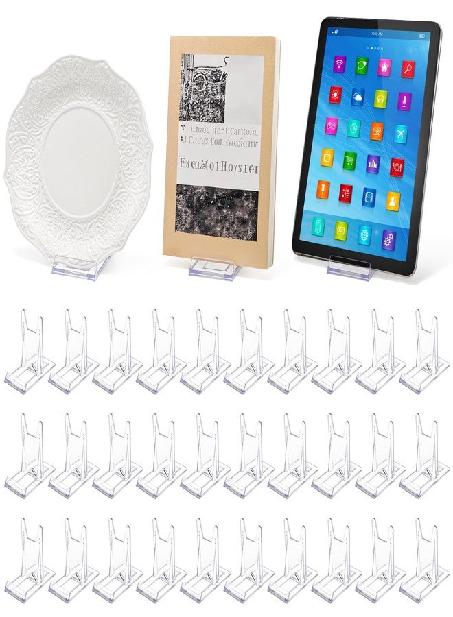 Frcctre 30 Pack Acrylic Easel Stand Plastic Plate Stands Adjustable Clear Acrylic Plate Holder Stand Decorative Stand for Display Plate Picture Book Artworks Home and Party Decoration - Image 1