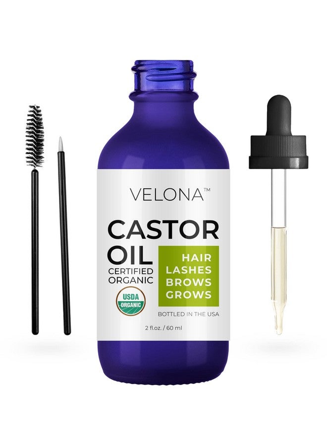 velona Usda Certified Organic Castor Oil2 Oz Stimulate Growth Eyelashes Eyebrows Hair Cold Pressed Natural Oil Usp Grade Hexane Free Lash Boost Serum Caster Starter Kit… - Image 1