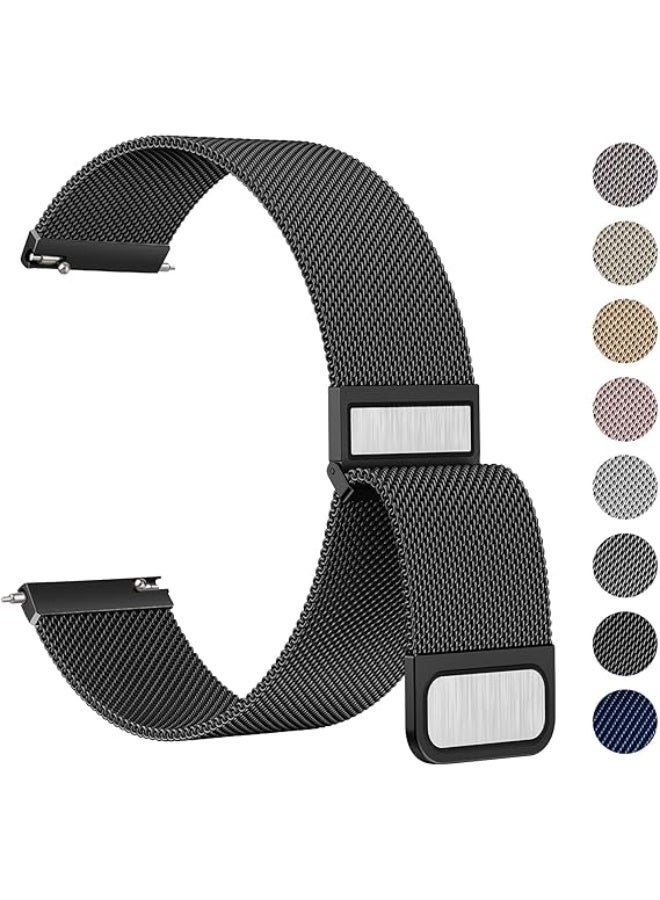 سوار استانلس لساعة مقاس 22 ملم مصنوع من الفولاذ المقاوم للصدأ مع مشبك مغناطيسي - اسود - Image 2