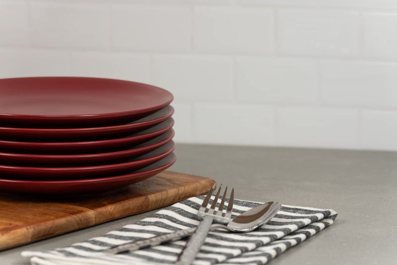 10 Strawberry Street Wazee Matte 8.25 "" Coupe Salad Plate  Set of 6  Red - Image 4