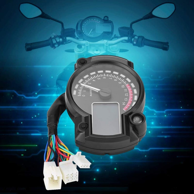Aramox Motorcycle Speedometer,Universal Motorcycle Digital Colorful LCD Speedometer Odometer Tachometer W/Speed Sensor - Image 4