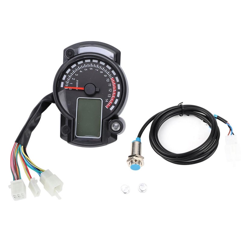 Aramox Motorcycle Speedometer,Universal Motorcycle Digital Colorful LCD Speedometer Odometer Tachometer W/Speed Sensor - Image 1
