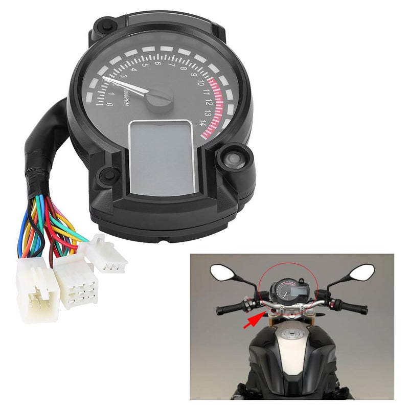 Aramox Motorcycle Speedometer,Universal Motorcycle Digital Colorful LCD Speedometer Odometer Tachometer W/Speed Sensor - Image 3