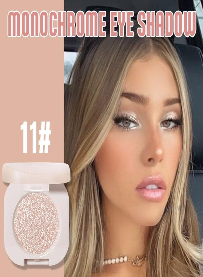 HHLTOH Pear White Shimmer Single Eyeshadow, Natural Warm Champagne Gold Glitter Eyeshadow Palette Makeup, Highly Pigmented Long Lasting Shimmer Shiny Pressed Powder for Women, Vegan & Cruelty-free 11 - Image 2
