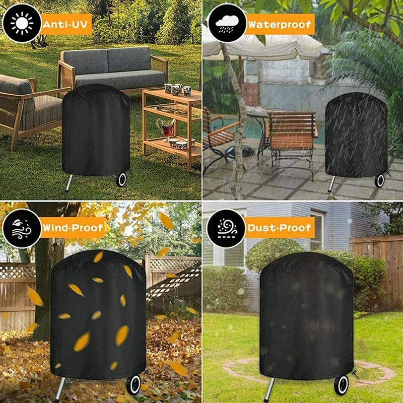 Cross-Border Waterproof Bbq Outdoor Pit Stove Cover Oven Cover Brazier Cover Barbecue Grill Cover Round Barbecue Cover(Silver, 58x77cm) - Image 5