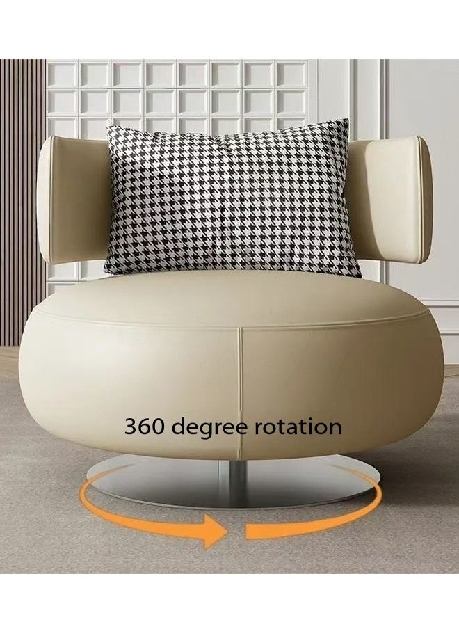 fashionhome Modern Design Verstaile 360° Rotatable Lazy Chair Round Sofa Chair Comfortable Home Leisure Chair Couch Reading Chair with Backrest Cushion for Living Room Bedroom Balcony 76x65 cm  - Image 5