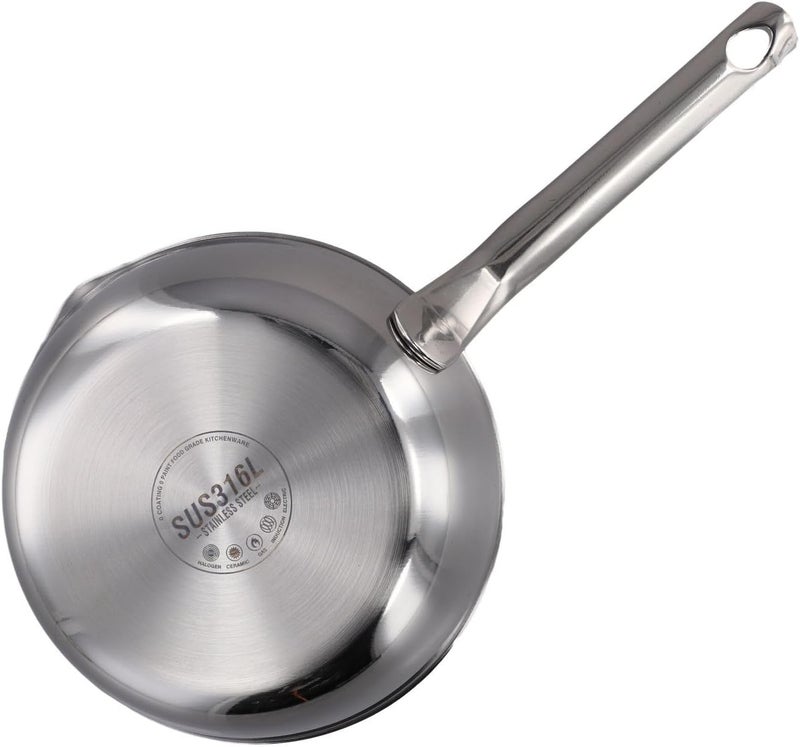 Drawup 316 Stainless Steel Omelet Pan with Pour Spout for Frying Eggs or Melting Butter Compatible with Gas and Induction Stoves Small Saucepan for Single Servings Nonstick (L) - Image 2