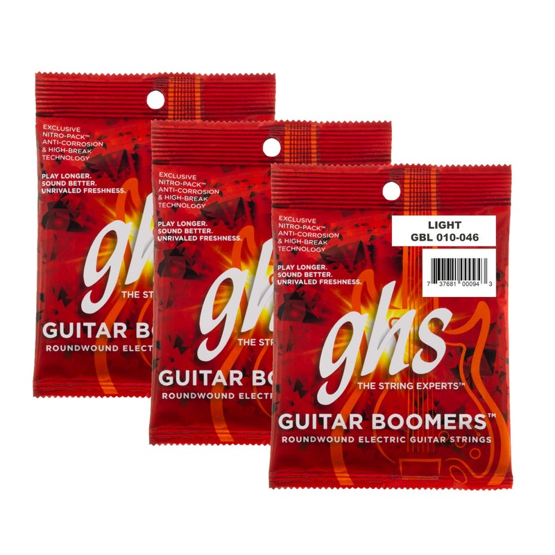 GHS Strings GHS Boomers Electric Guitar Strings â€“ Nickel-Plated Steel â€“ Bright, Balanced, Long-Lasting Tone â€“ Smooth Feel & Stable Tuning â€“ USA Made â€“ Light Gauge 10-46 (GBL Set) 3 SETS - Image 1