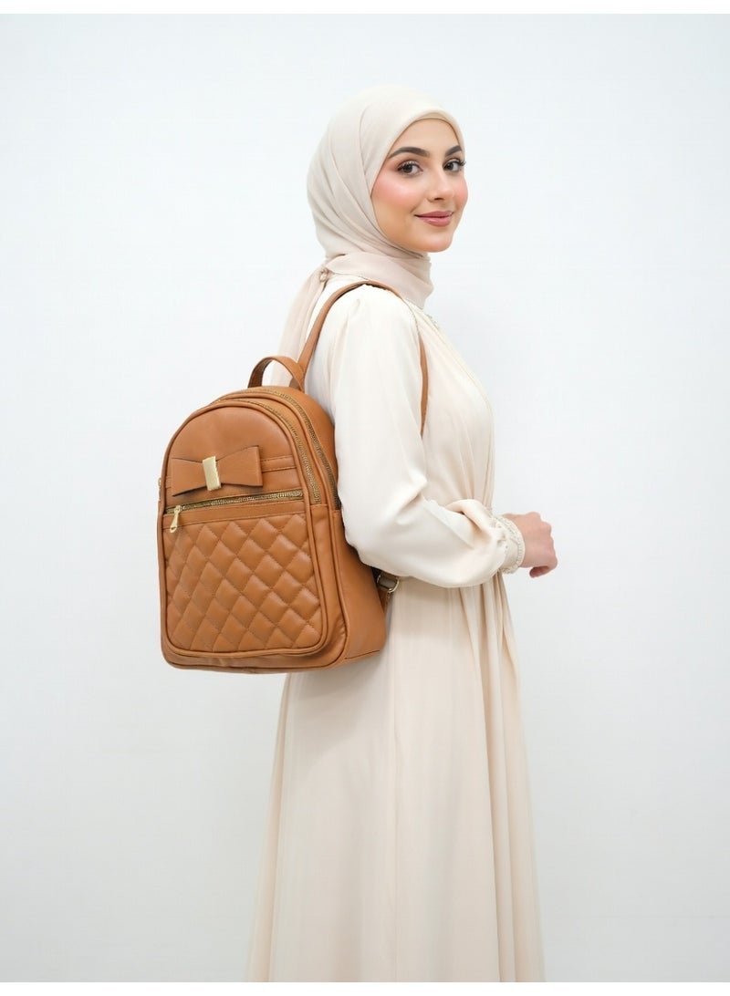 Elegant Quilted Bow Backpack – Premium Fashion Mini Backpack for Women-Havan - Image 5