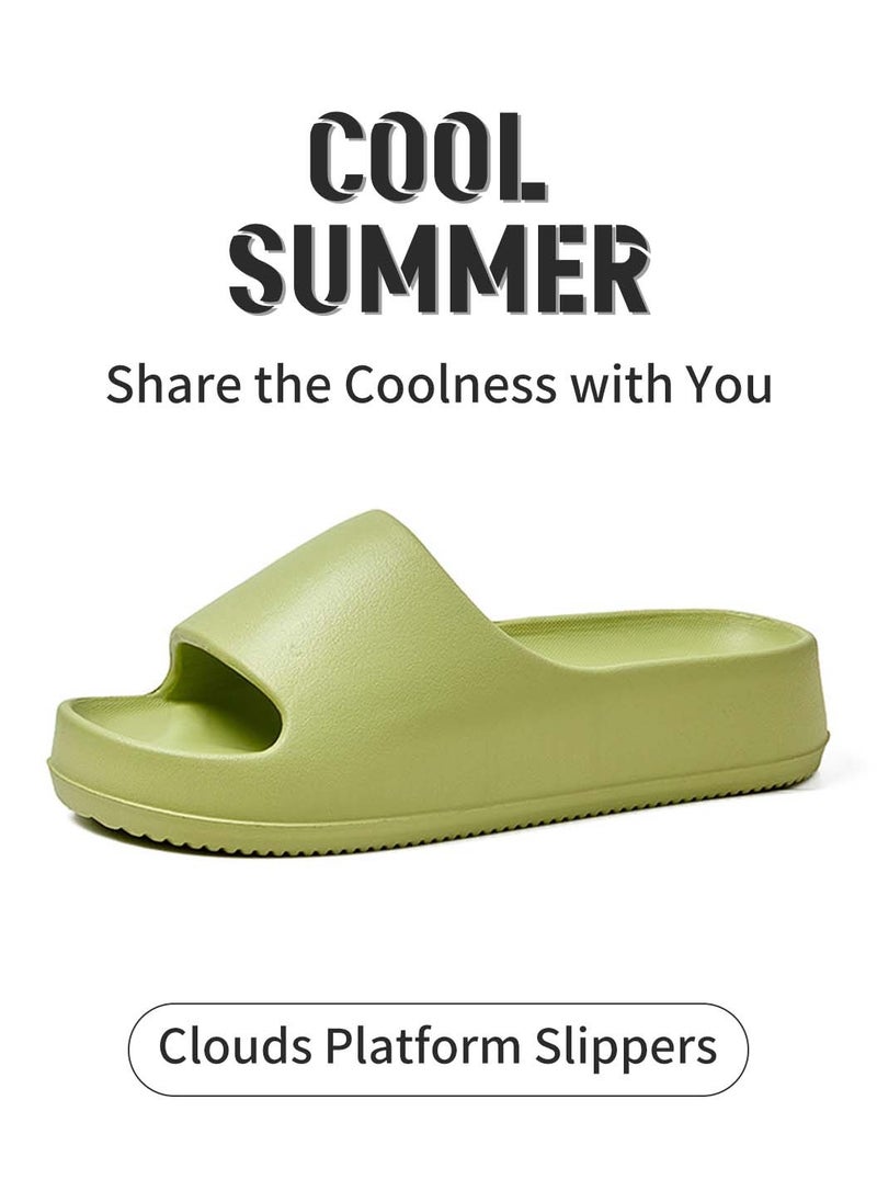 Moovant - EVA Slippers For Men Women, Solid Color, Cushioning Thick Soles, Soft Comfortable Slides Shoes, for Home, Shower, House, Bathroom, Beach Sandals, Indoor and Outdoor Slip-on Shoes, Green - Image 1