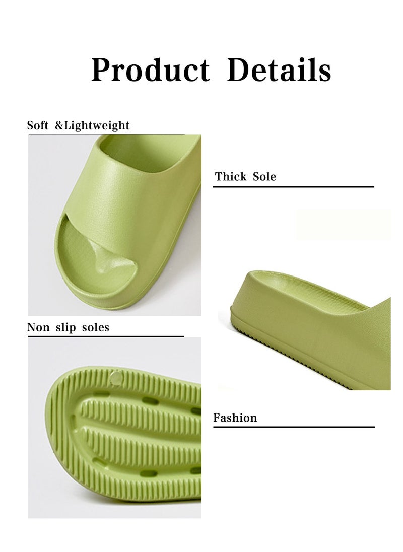 Moovant - EVA Slippers For Men Women, Solid Color, Cushioning Thick Soles, Soft Comfortable Slides Shoes, for Home, Shower, House, Bathroom, Beach Sandals, Indoor and Outdoor Slip-on Shoes, Green - Image 1