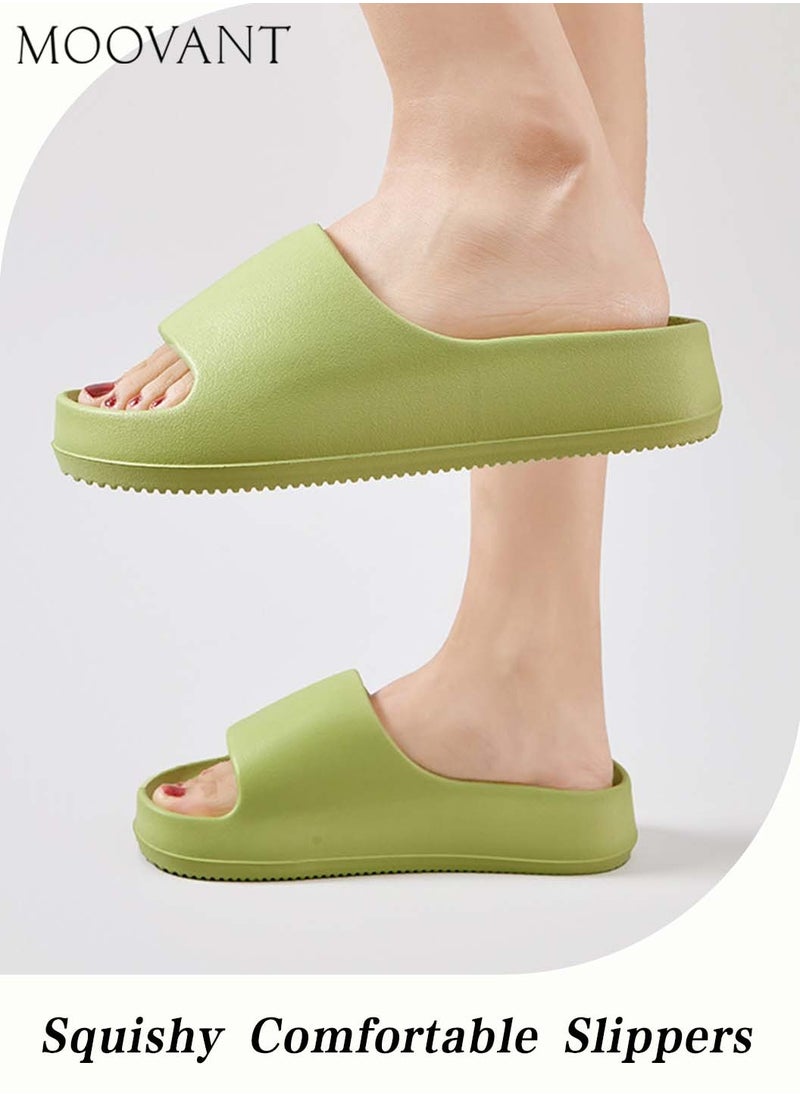 Moovant - EVA Slippers For Men Women, Solid Color, Cushioning Thick Soles, Soft Comfortable Slides Shoes, for Home, Shower, House, Bathroom, Beach Sandals, Indoor and Outdoor Slip-on Shoes, Green - Image 1