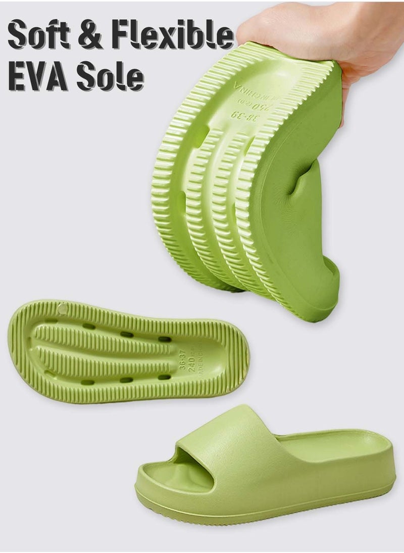Moovant - EVA Slippers For Men Women, Solid Color, Cushioning Thick Soles, Soft Comfortable Slides Shoes, for Home, Shower, House, Bathroom, Beach Sandals, Indoor and Outdoor Slip-on Shoes, Green - Image 1