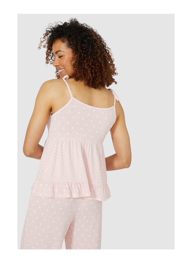 DEBENHAMS - Viscose Spot Tie Shoulder Cami - Image 1