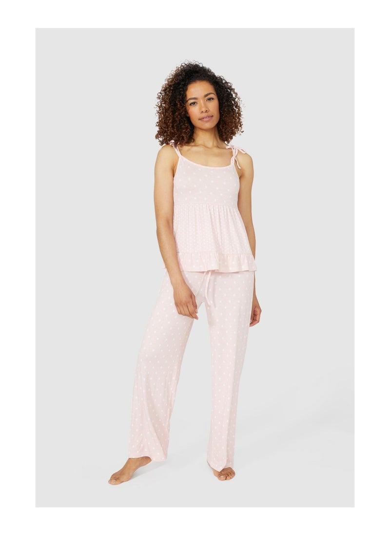 DEBENHAMS - Viscose Spot Tie Shoulder Cami - Image 1