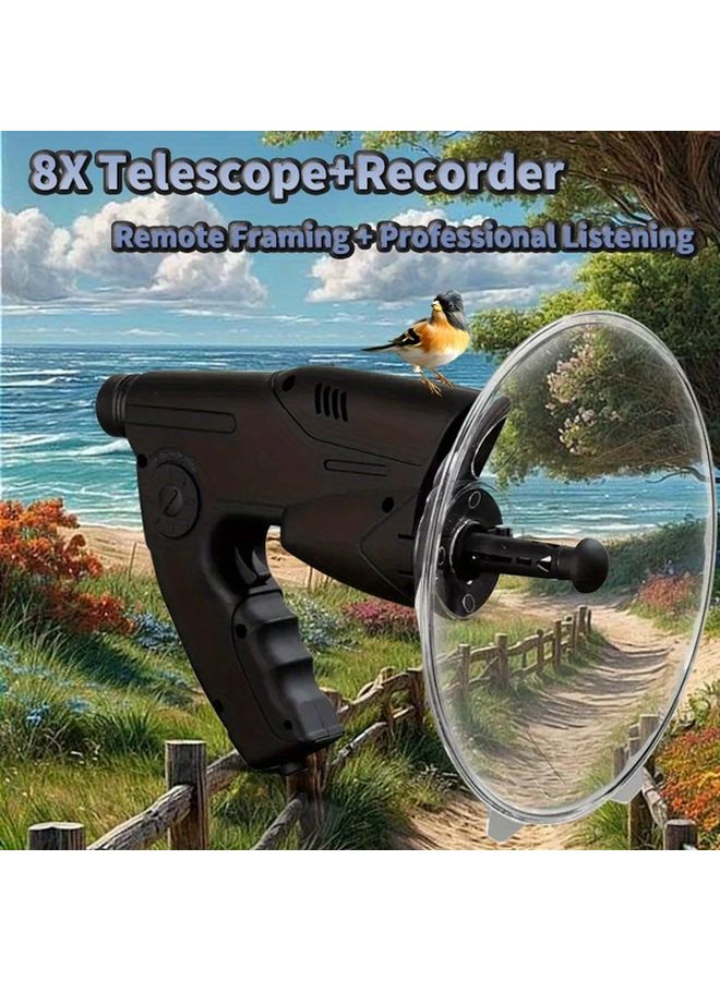 8X Zoom Digital Audio Amplifier Recorder Telescope With Headphones Black - Image 2