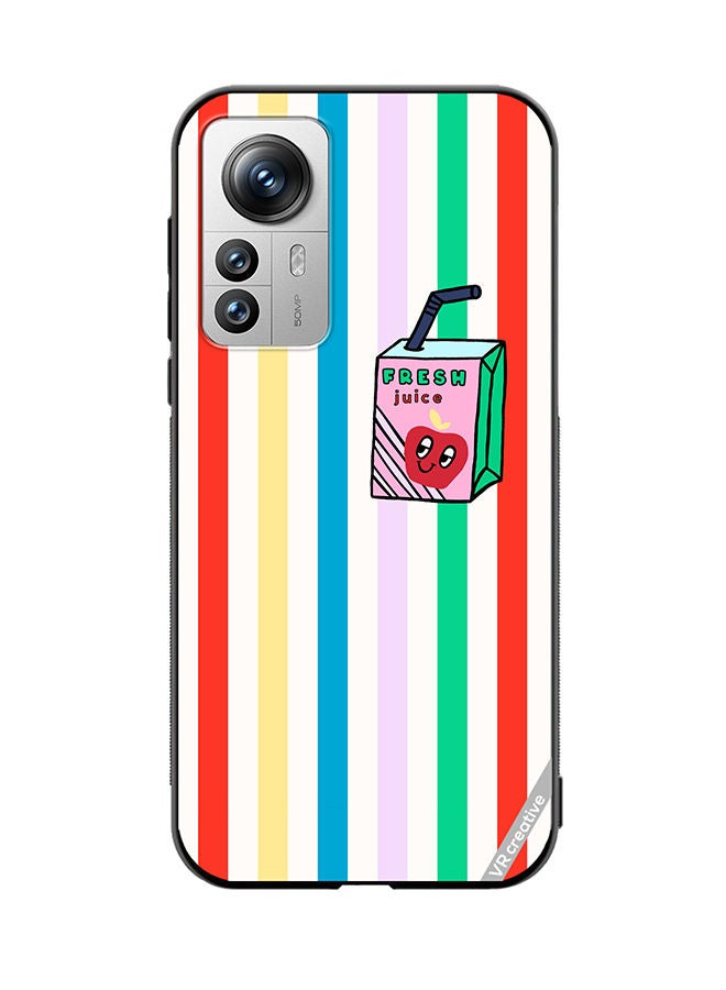 VR CREATIVE Protective Case Cover For Xiaomi 12 Pro Summer Stripe Fresh Juice Apple Fruit Design Multicolour - Image 1