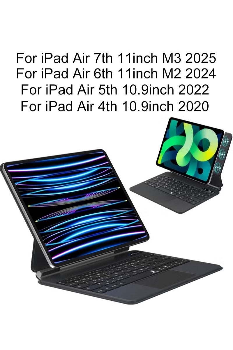 Rock Pow Magic Keyboard Case for iPad Air 11 inch M3 2025/Case for iPad Air 11 inch M2 2024 and iPad Air5 10.9 inch 2022/Air4 10.9 inch 2020 with Magnetic Back Cover, Smart Trackpad Backlit for Air 11(A3266 A3267 A3270)(A2902 A2903 A2904)Air 10.9(A2589 A2591 A2588)(A2316 A2324 A2325 A2072)  - Image 1