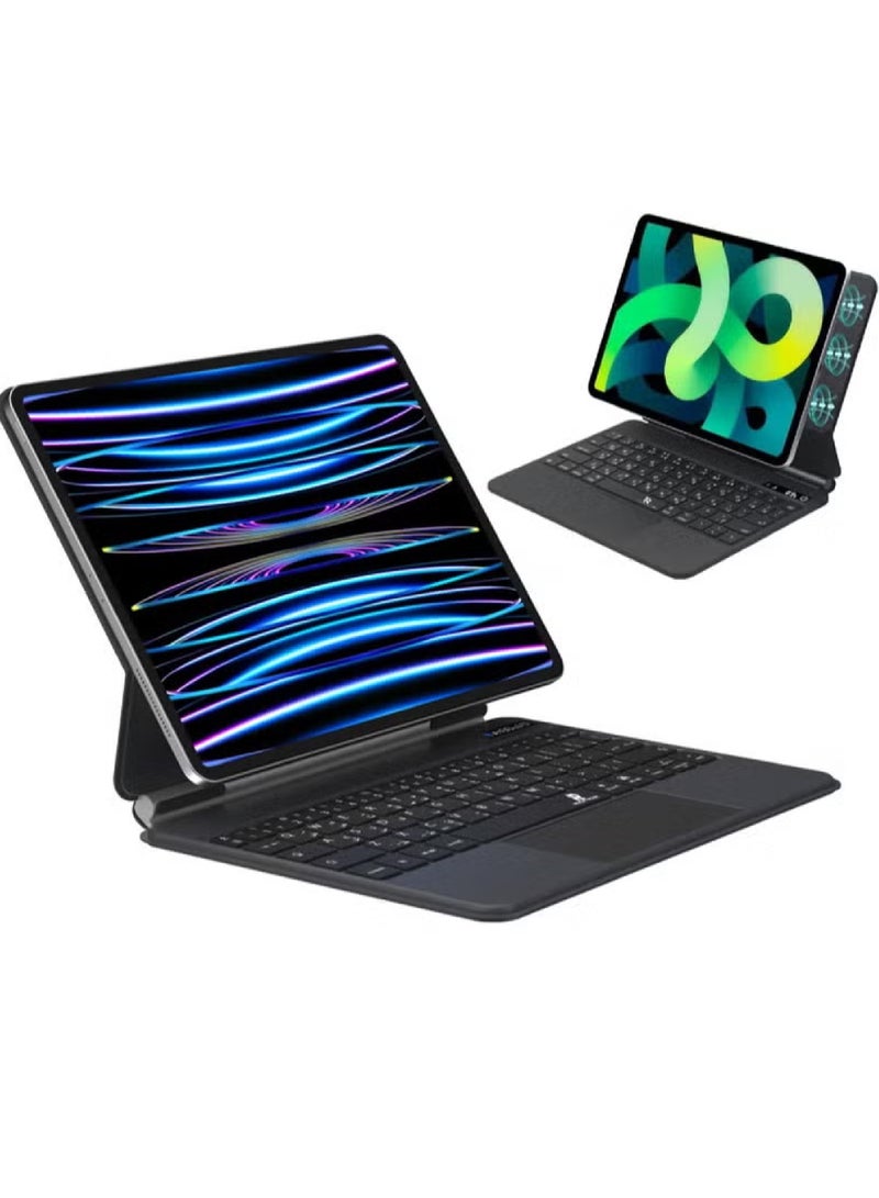 Rock Pow Arabic Keyboard Case for iPad Air 11 inch (M4 2026/M3 2025/M2 2024)/air 5th/air 4th 10.9inch 2022/2020 and iPad Pro 11 inch(1st/2nd/3rd/4th 2018-2022),Magic-Style Magnetic Keyboard Case with Multi-Touch Trackpad for 11” iPad Air 6th/7th/8th,10.9” iPad Air 4th/5th Gen and iPad Pro 11 inch(1st/2nd/3rd/4th) - Image 1
