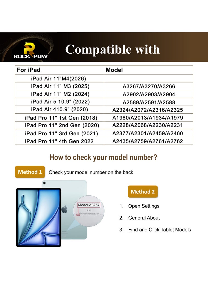 Rock Pow Arabic Keyboard Case for iPad Air 11 inch (M4 2026/M3 2025/M2 2024)/air 5th/air 4th 10.9inch 2022/2020 and iPad Pro 11 inch(1st/2nd/3rd/4th 2018-2022),Magic-Style Magnetic Keyboard Case with Multi-Touch Trackpad for 11” iPad Air 6th/7th/8th,10.9” iPad Air 4th/5th Gen and iPad Pro 11 inch(1st/2nd/3rd/4th) - Image 2