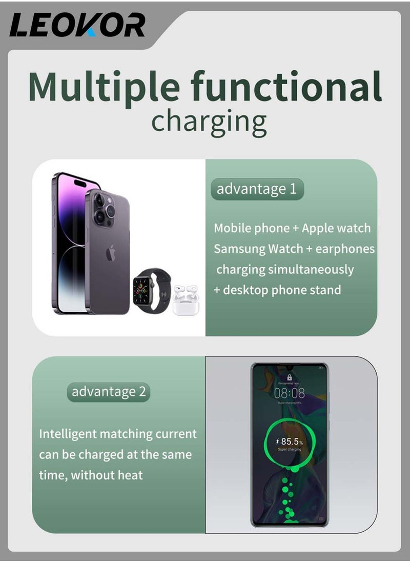 3-In-1 Metal Folding Wireless Charger,Magsafe15 PM Multifunctional Aluminum Alloy Watch Wireless Charging
