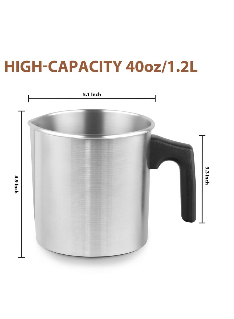 KASTWAVE Light Candle Making Pouring Pot, 1200ml Candle Wax Melter, Aluminum Wax Melting Pot with Heat-Resistant Handle, Dripless Pouring Spout for Candle Making, Candle Melting Pot - Image 2