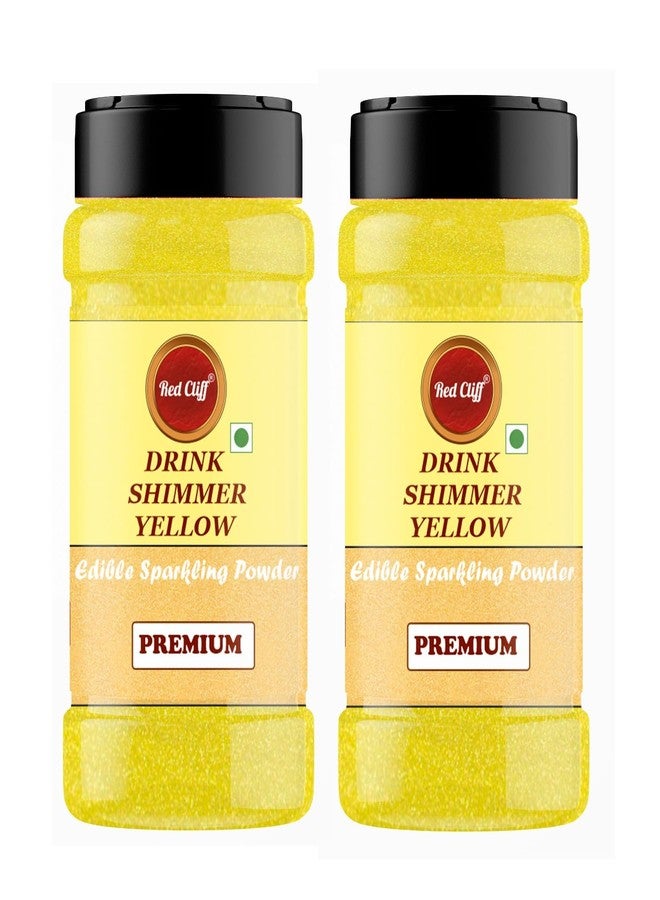 RED CLIFF Edible Yellow Drink Shimmer Powder for Cake Decoration, Drinks, and Desserts Food Grade Glitter Dust for Baking, Beverages, and Creative Culinary Designs || (50gx2) Pack Of 2 - Image 1