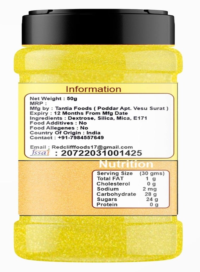 RED CLIFF Edible Yellow Drink Shimmer Powder for Cake Decoration, Drinks, and Desserts Food Grade Glitter Dust for Baking, Beverages, and Creative Culinary Designs || (50gx2) Pack Of 2 - Image 2