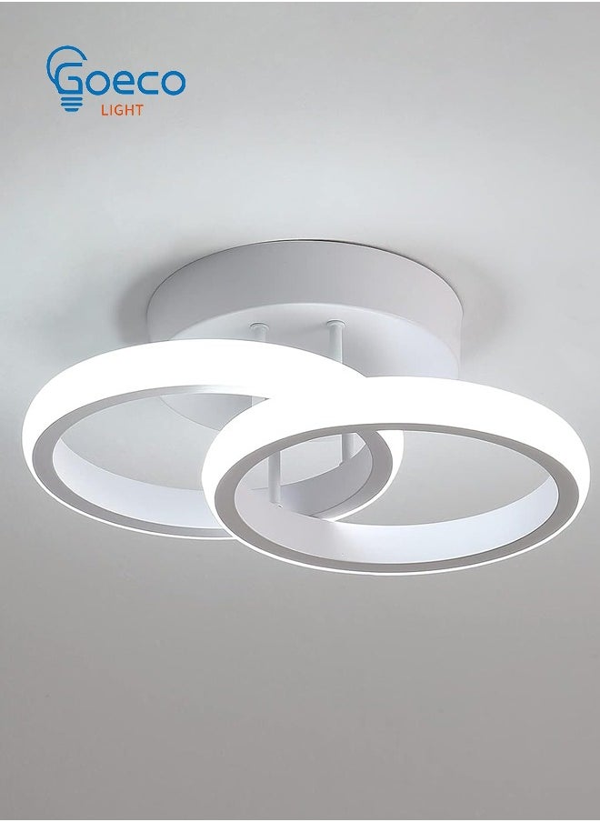 Goeco LED Aluminium Ceiling Light White Double Circle Cross Shape 22W Diameter 24cm White 6500K 220V  - Image 1