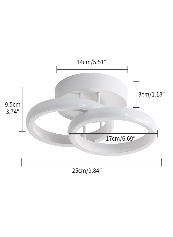 Goeco LED Aluminium Ceiling Light White Double Circle Cross Shape 22W Diameter 24cm White 6500K 220V  - Image 2