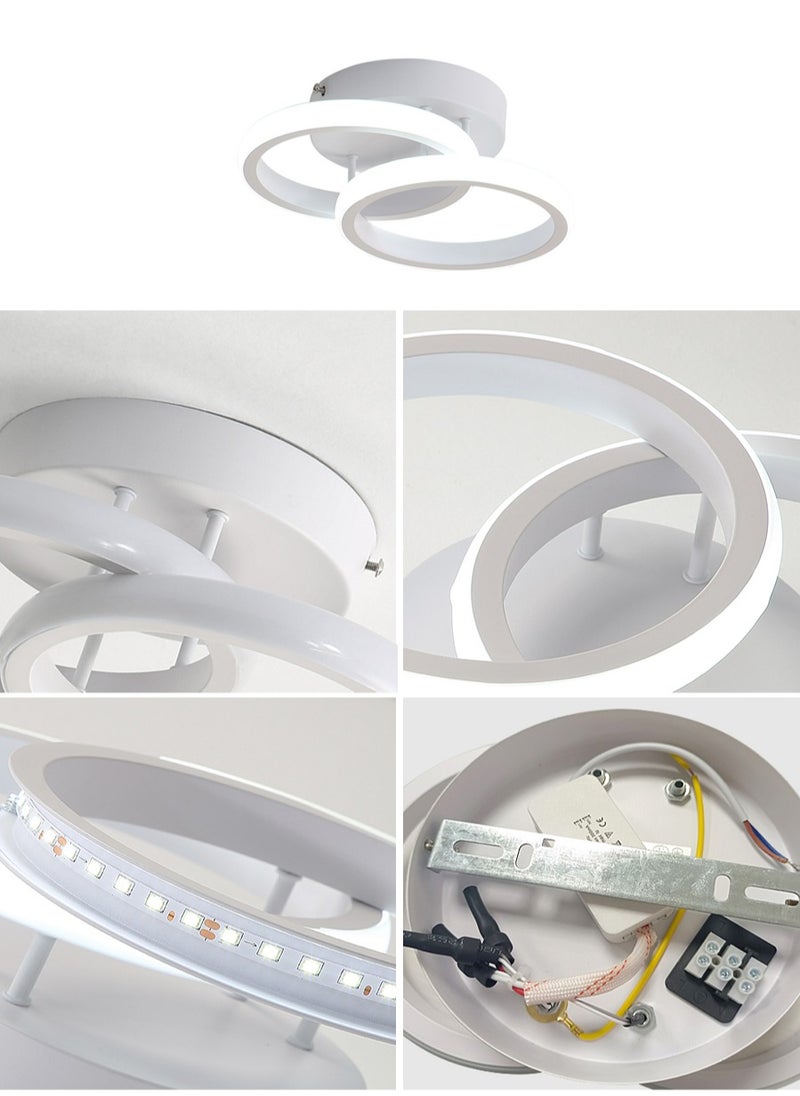 Goeco LED Aluminium Ceiling Light White Double Circle Cross Shape 22W Diameter 24cm White 6500K 220V  - Image 3