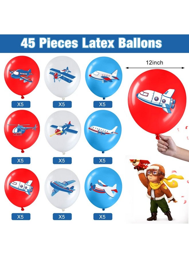 Harrycle 45 Pieces Airplane Party Balloons Airplane Theme Party Decorations Time Flies Birthday Balloons for Kids Boys Girls Birthday Airplane Baby Shower Theme Party Supplies - Image 2