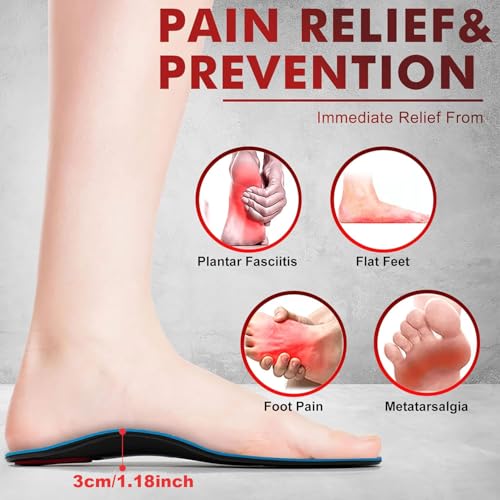 RooRuns Plantar Fasciitis Insoles Heavy Duty High Arch Support Inserts for Men Women Orthotic Inserts for Flat Feet Arch Pain Heel Pain Over Pronation Work Boot Shoe Insole Standing All Day XS - Image 5