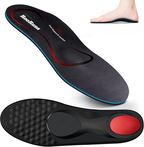 RooRuns Plantar Fasciitis Insoles Heavy Duty High Arch Support Inserts for Men Women Orthotic Inserts for Flat Feet Arch Pain Heel Pain Over Pronation Work Boot Shoe Insole Standing All Day XS - Image 2