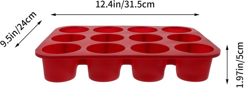 Silicone Baking Pan 12-cup Muffin Mold Cake Maker Non-stick Red Bakeware Kitchen Tool for Home and Commercial Use 31.5 X 24 X 5 Cm - Image 2