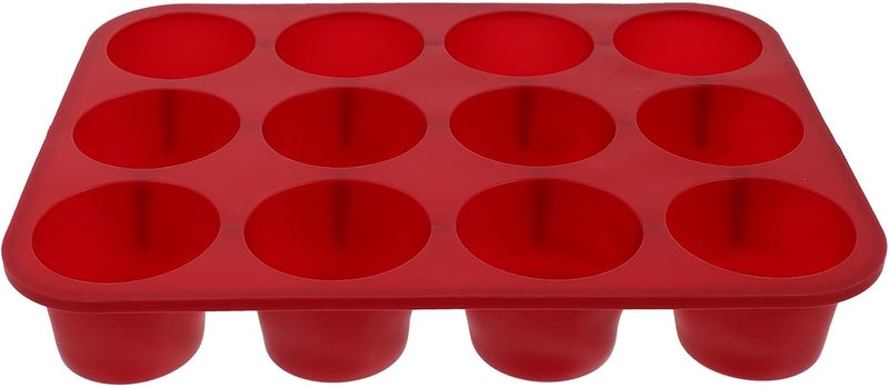Silicone Baking Pan 12-cup Muffin Mold Cake Maker Non-stick Red Bakeware Kitchen Tool for Home and Commercial Use 31.5 X 24 X 5 Cm - Image 1