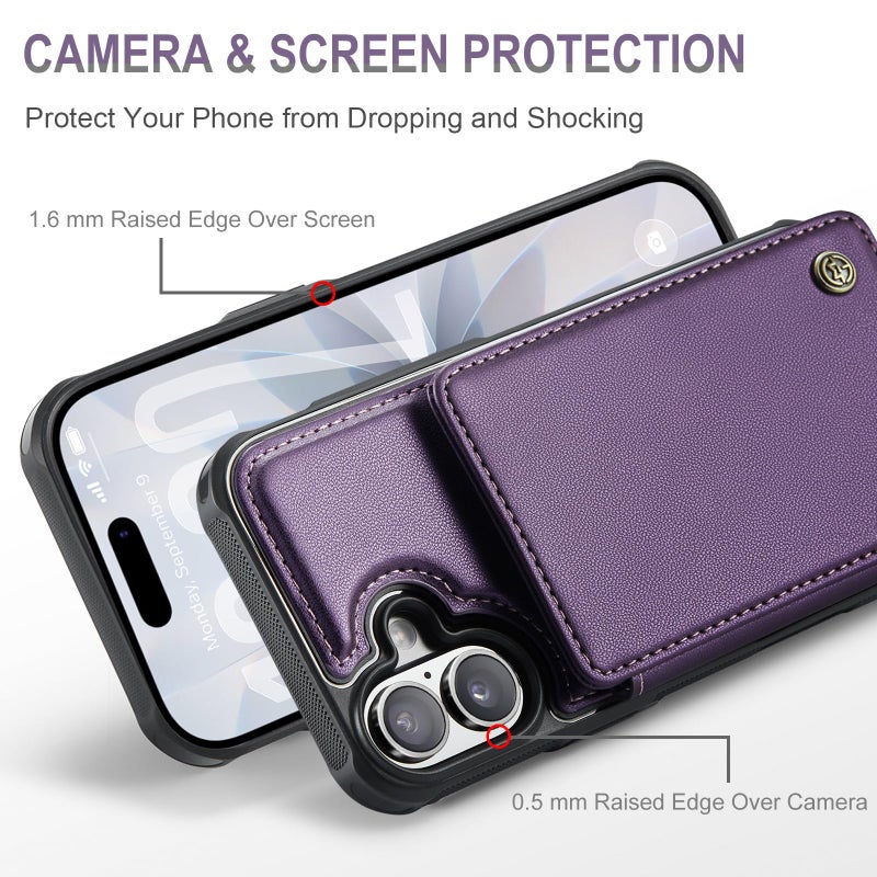 Vinich for iPhone 17 Wallet Case with Card Holder, RFID Blocking Credit Slots Kickstand Shockproof Phone Cover Fit for iPhone 17 6.3" Purple - Image 2