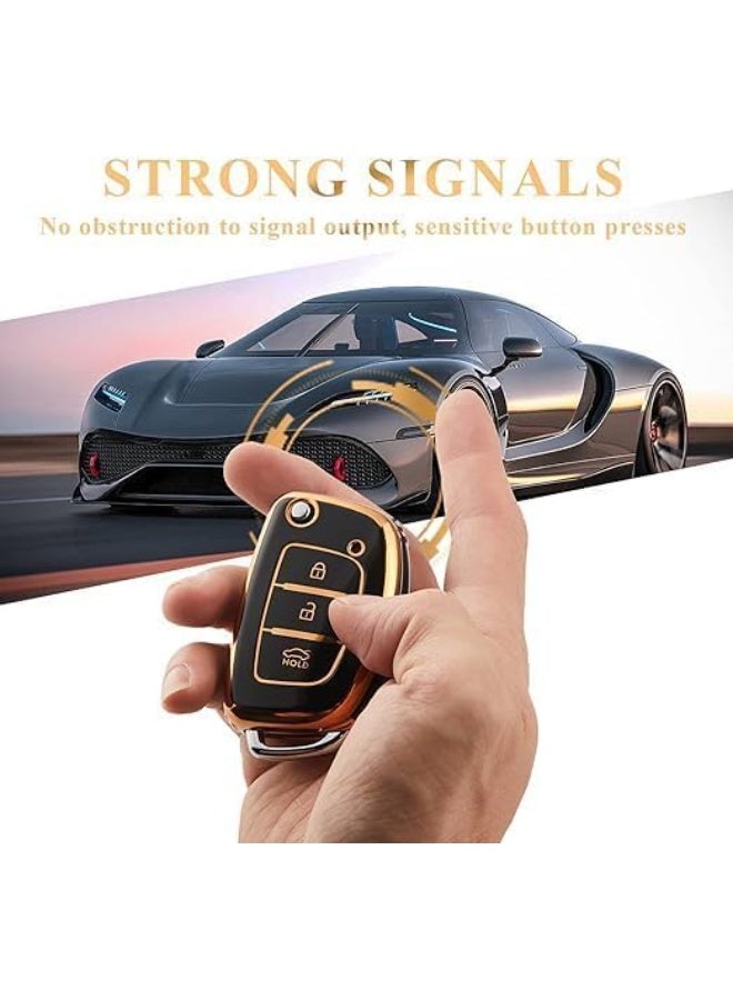 UShop 3-button car key cover compatible with Hyundai i10, i20, i30 Coupe, iX20, ix25, iX35, ix45, Kona, Santa Fe, Accent, Elantra; TPU by Yoshop - Image 4