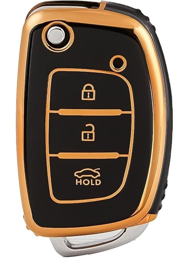 UShop 3-button car key cover compatible with Hyundai i10, i20, i30 Coupe, iX20, ix25, iX35, ix45, Kona, Santa Fe, Accent, Elantra; TPU by Yoshop - Image 1