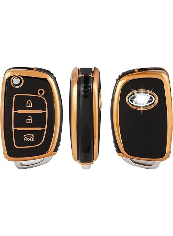 UShop 3-button car key cover compatible with Hyundai i10, i20, i30 Coupe, iX20, ix25, iX35, ix45, Kona, Santa Fe, Accent, Elantra; TPU by Yoshop - Image 2