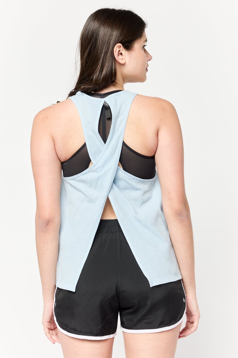 Adidas Women Sportswear Fit Sleeveless Running Tank Top, Light Blue - Image 2