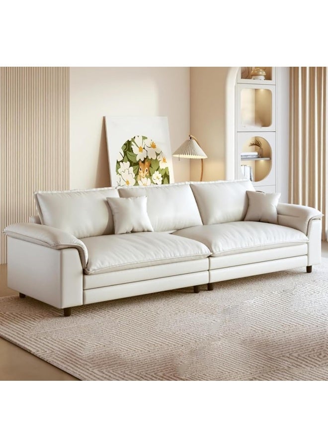 Comfynest Comfynest Modern 3/4-Seat Standard Sofa with Pillow Top Arm and Pillows, Off-White, 299.72 x 78.74 x 71.12 cm, Living Room Sofa (3-Seater)  - Image 2