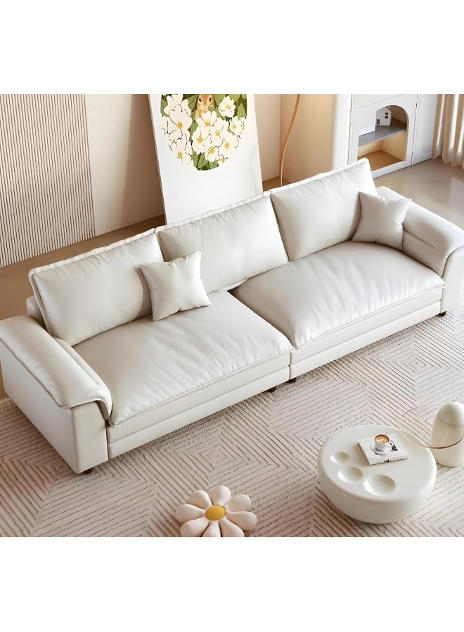 Comfynest Comfynest Modern 3/4-Seat Standard Sofa with Pillow Top Arm and Pillows, Off-White, 299.72 x 78.74 x 71.12 cm, Living Room Sofa (3-Seater)  - Image 1