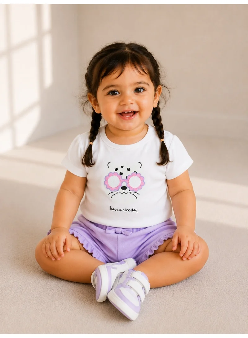 Victor And Jane  Infant Girls’ 2-Piece Set – Top & Bow Shorts for Kids | Best Price UAE